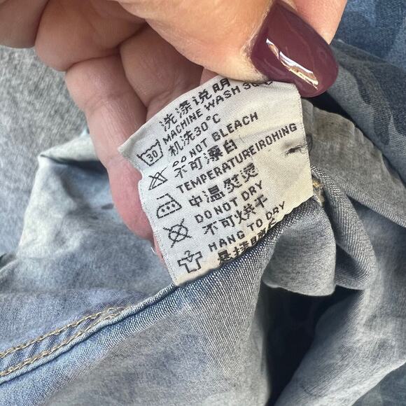 Shirt Jacket Mens XLarge Blue Camo Denim Shacket Snap Button Casual Utility - Picture 10 of 10